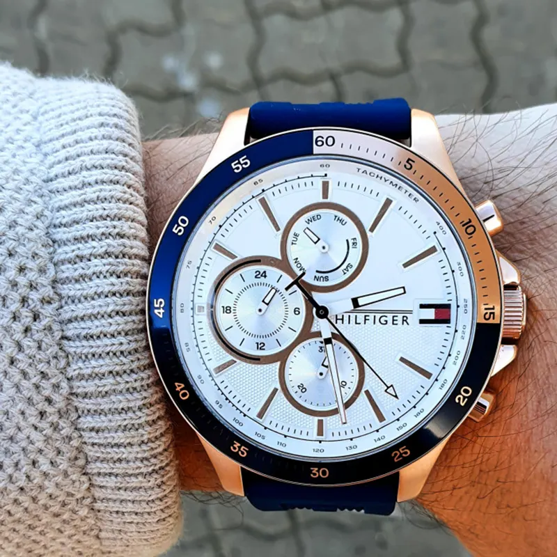 Tommy Hilfiger Bank Chronograph White Dial Silicone Men’s Watch- 1791778